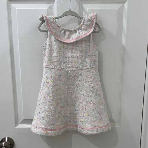 Janie and Jack Other - Janie & Jack Pink and White Boucle Girls Dress w Ruffle Sleeves | Collections